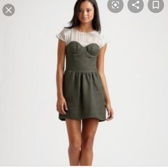 Geren Ford Dresses & Skirts - GEREN FORD x Revolve Sheer Yoke Tweed Dress